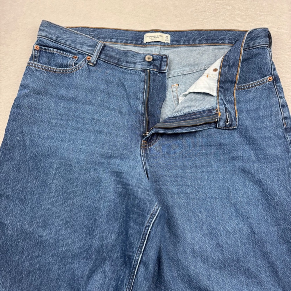 Abercrombie & Fitch The Crop Wide Leg Jeans Womens 33/16L Blue High Rise Denim - Picture 5 of 12